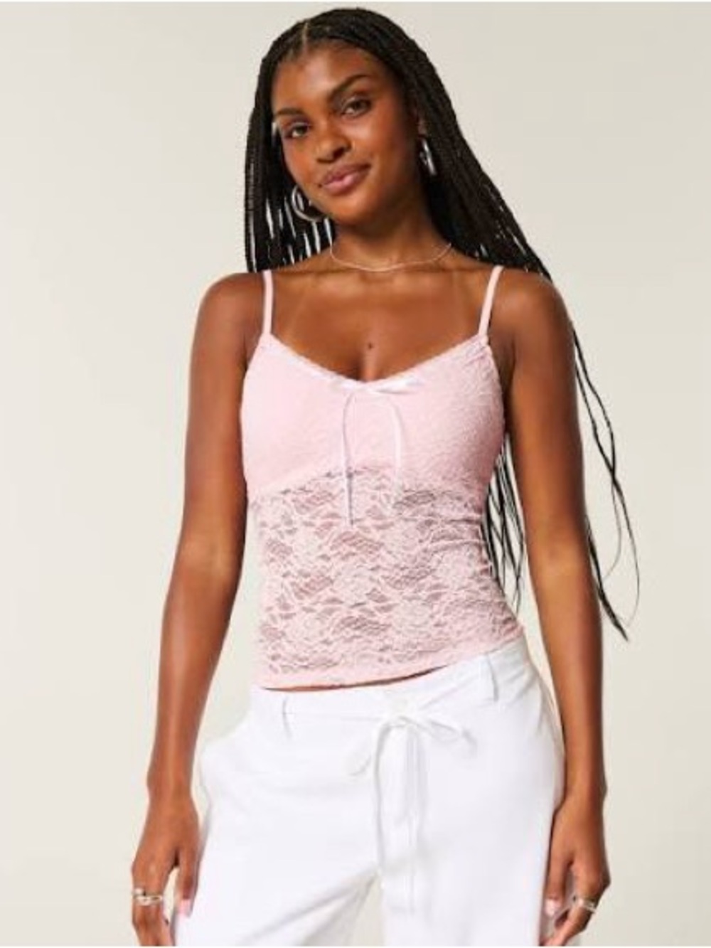 Hollister All Over Lace Cami pink top, size M